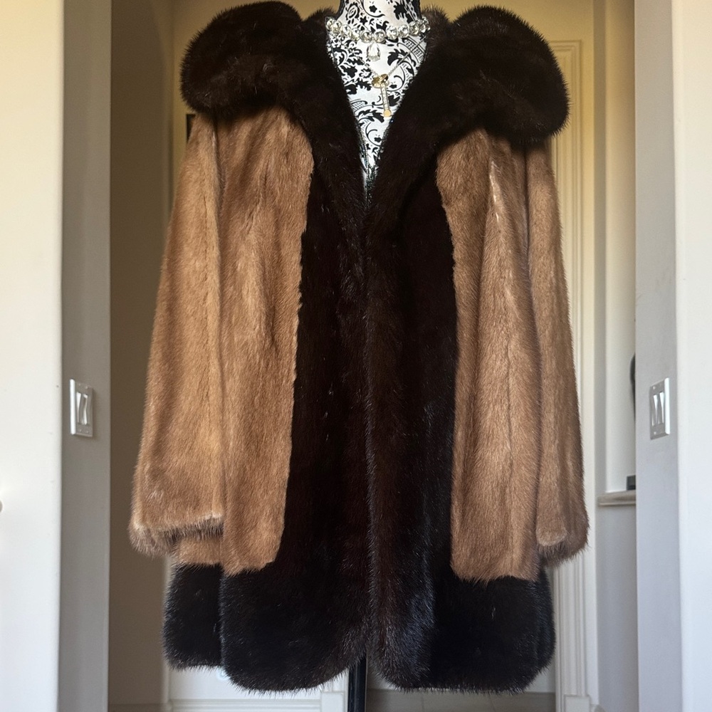 Elegant Brown and Black mink Fur stroller